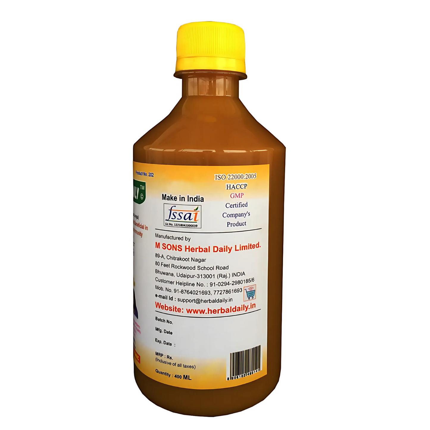 Herbal Daily Haldi | 4x Immunity Action | Joint Support Supplement | Allergy  Asthma Arthritis Care Juice Ayurvedic 400ml 1 Bottle