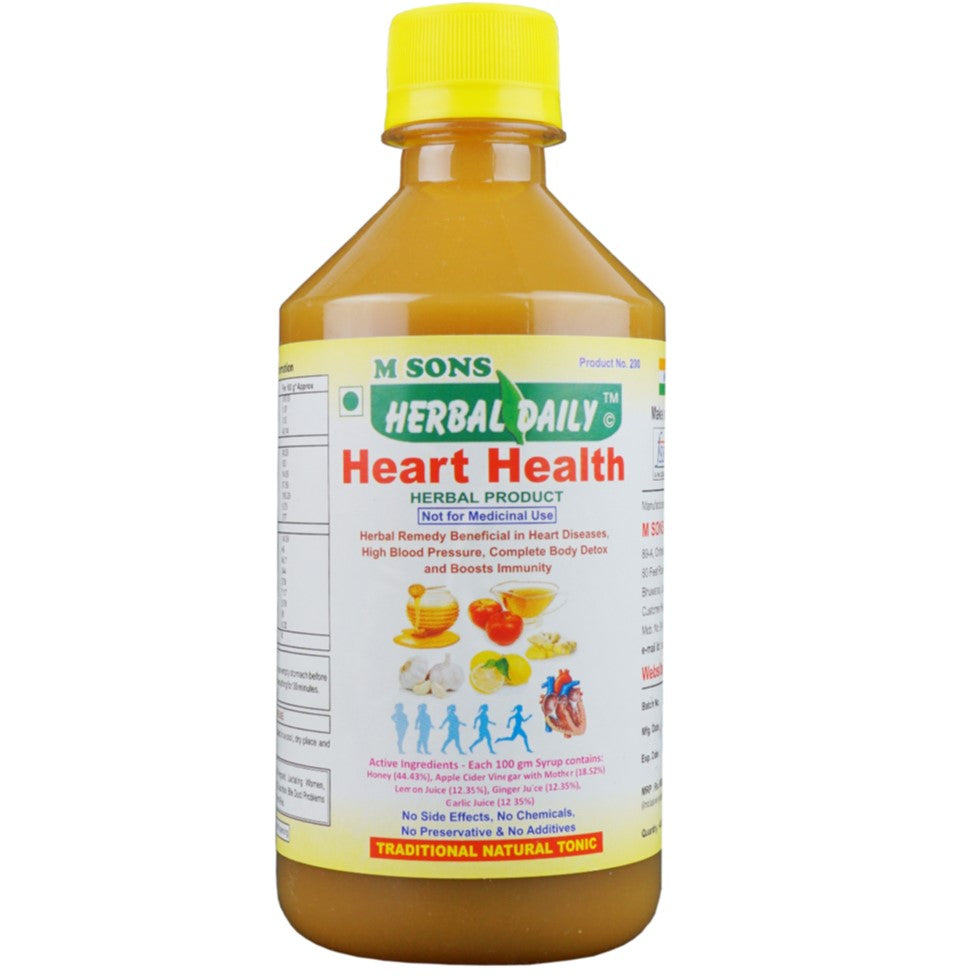 Heart Health, Cholesterol & Blood Pressure Support | Natural Immunity Booster & Blood Thinner | Garlic, Ginger, Lemon, Honey, Acv | 400ml 1 Bottle