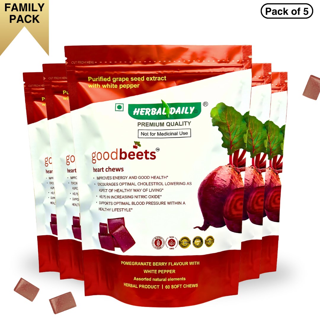 Goodbeets Heart Chews | Increase Nitric Oxide Levels | Supports Healthy Blood Pressure | Grape Seed Extract And Beet Powder | White Pepper (pack Of 5)