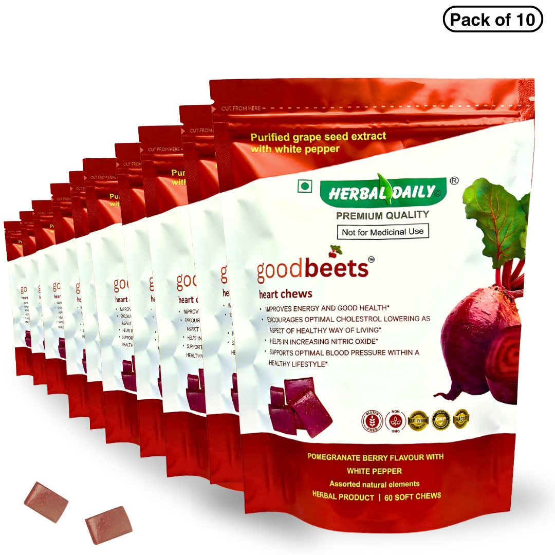 Goodbeets Heart Chews | Increase Nitric Oxide Levels | Supports Healthy Blood Pressure | Grape Seed Extract And Beet Powder | White Pepper (pack Of 10)