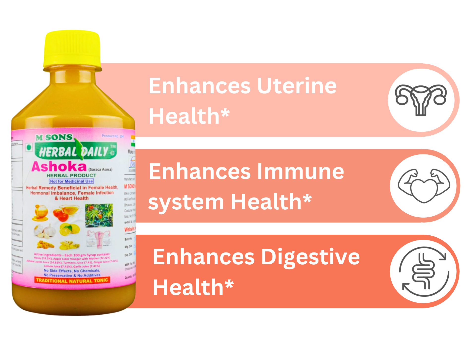 Herbal Daily Ashoka | Pure Herbs | Multivitamin | Vitamin C, nutrients For Overall Health, Radiance, Strong Bones & Immunity Women Wellness