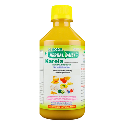 Herbal Daily Karela Liver Support Supplement Diabetic Care Multivitamins Liver Detox Supplement 400ml 1 Bottle