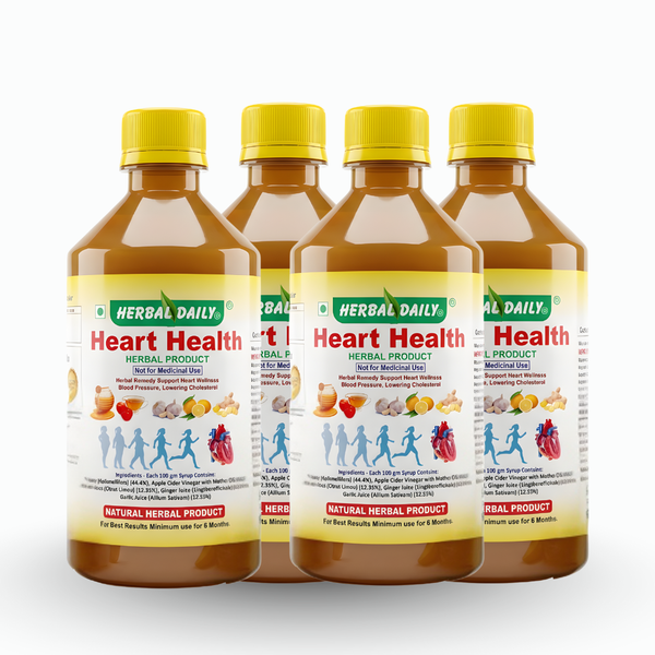 Heart Health | Manages Cholesterol Level | Heart Health And Immunity Support | Garlic, Ginger, Lemon, Honey, Acv | 400ml 4 Bottle