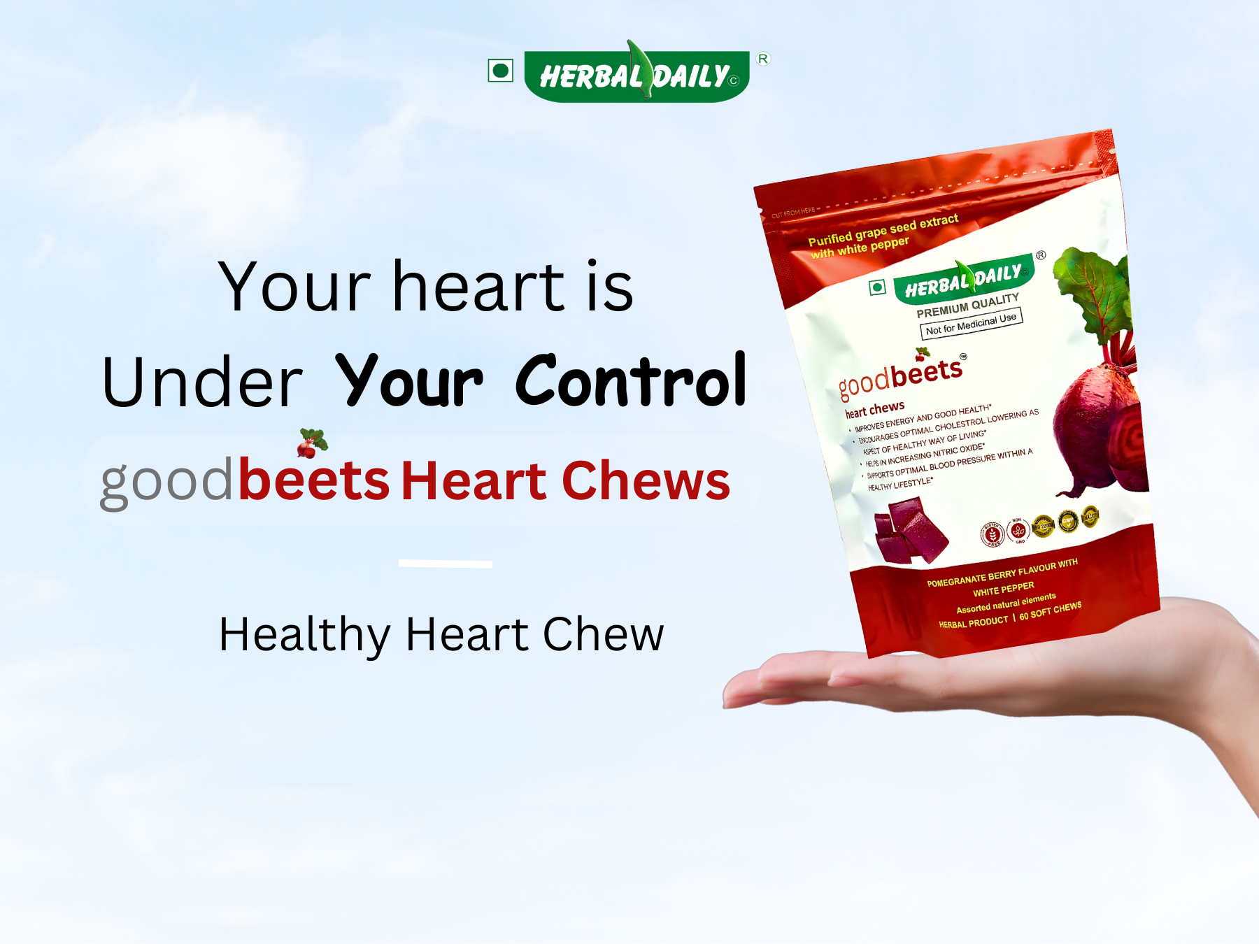Goodbeets Heart Chews | Nitric Oxide Supplement | Supports Healthy Blood Pressure | Grape Seed Extract And Beet Powder | White Pepper, 60 Count, 1 Pack