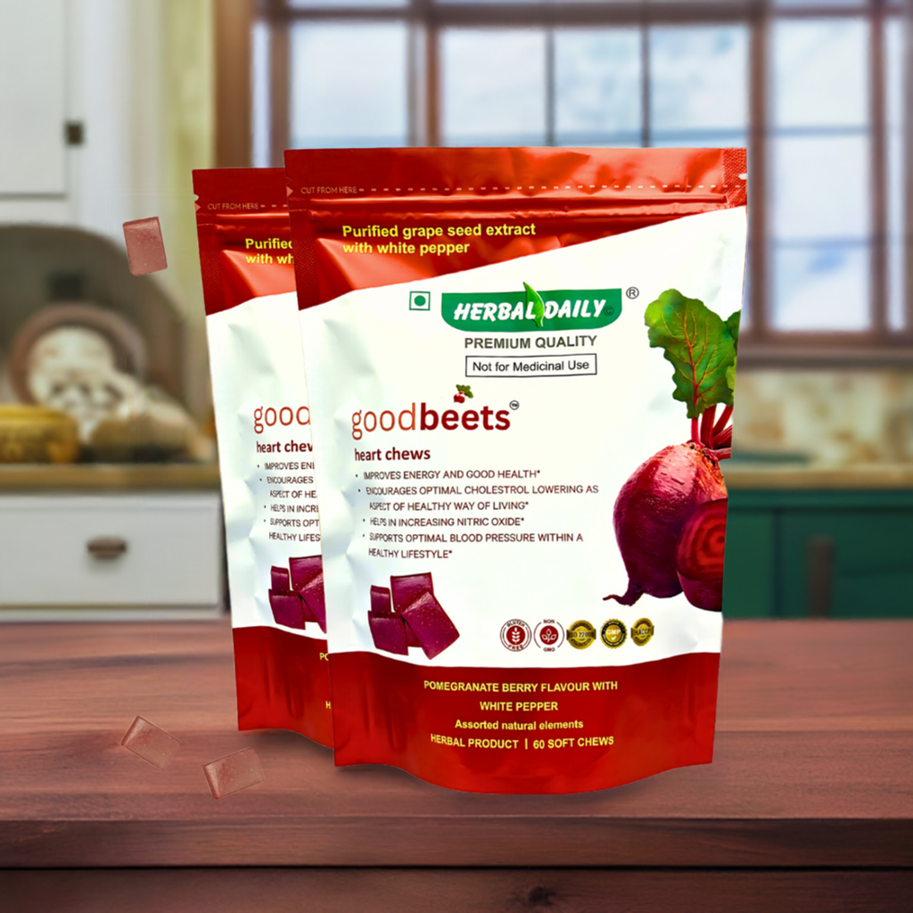 Goodbeets Heart Chews - Nitric Oxide Supplement with Grape Seed, Beet Powder & White Pepper | Supports Healthy Blood Pressure | 120 Count, 2 Pack