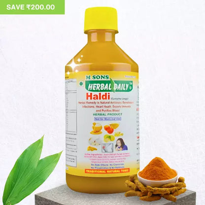 Herbal Daily Haldi | 4x Immunity Action | Joint Support Supplement | Allergy  Asthma Arthritis Care Juice Ayurvedic 400ml 1 Bottle