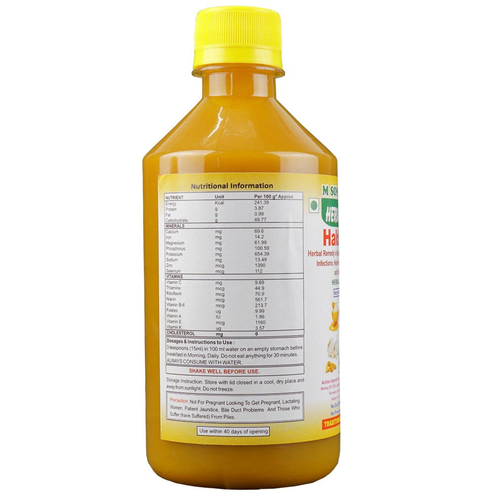 Herbal Daily Haldi | 4x Immunity Action | Joint Support Supplement | Allergy Asthma Arthritis Care Juice Ayurvedic 400ml 1 Bottle