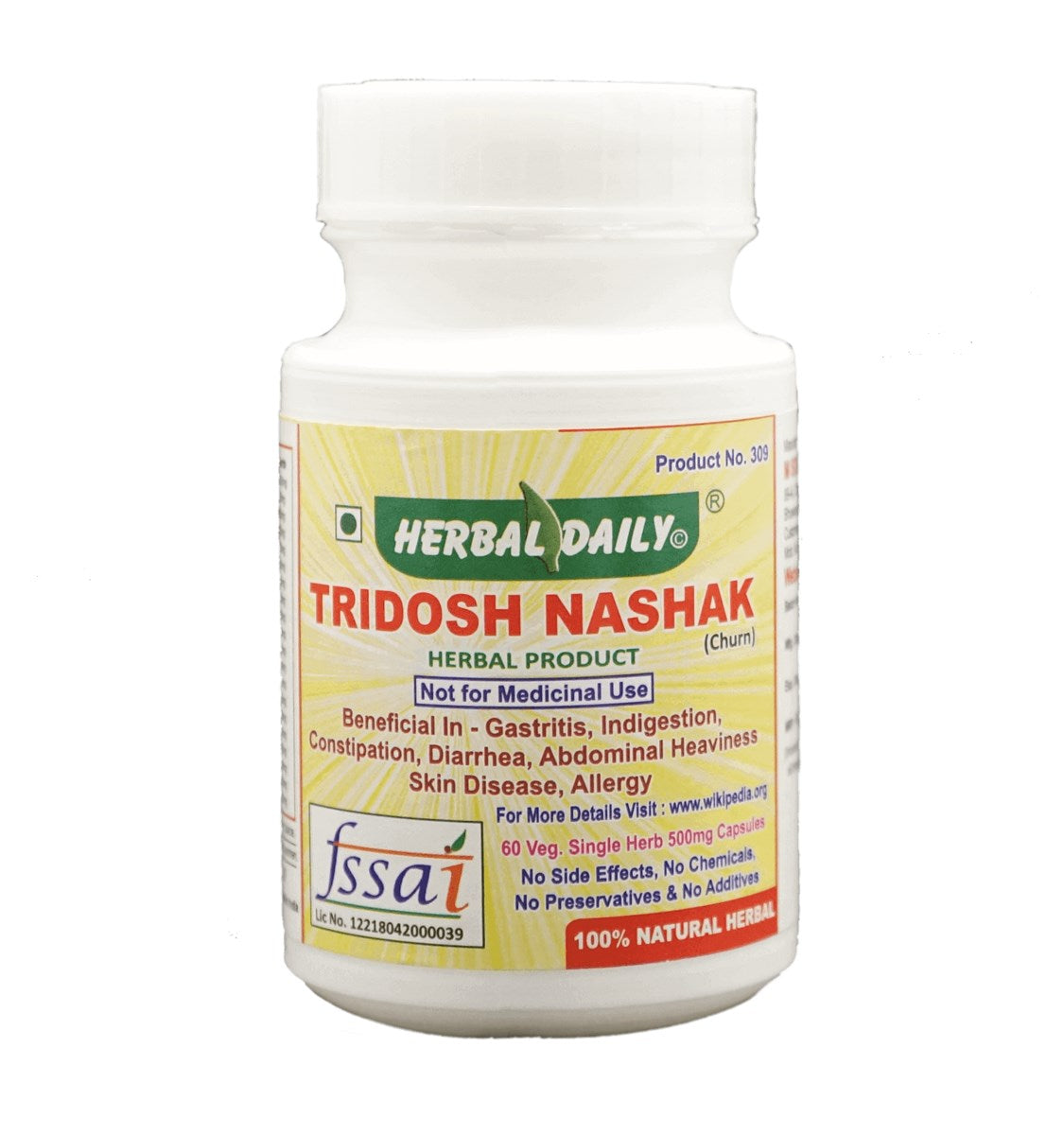 Tridosh Nashak Veg. capsules ( churan ) Supports Gastritis, Indigestion, Constipation, Diarrhea