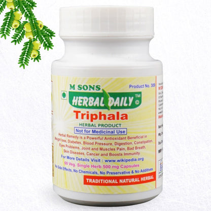 Triphala Veg Capsule Supports Weight loss, Blood Pressure, Digestion and Constipation